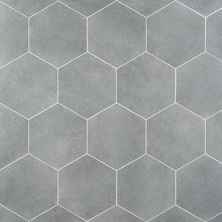 Pergola Graphite 12.5" Hexagon Gray Matte Porcelain Tile