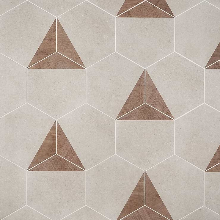 Pergola Wood Taupe 12.5" Hexagon Matte Porcelain Tile