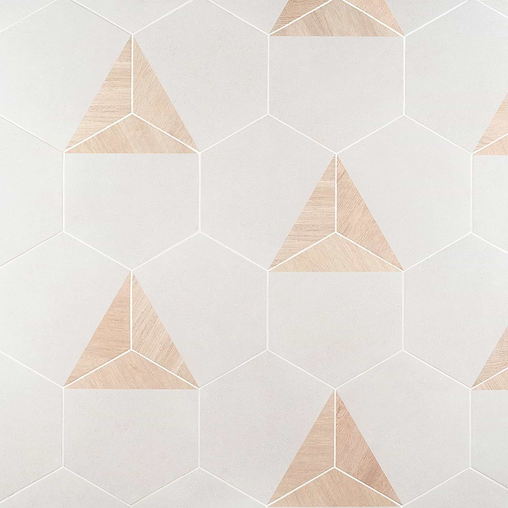 Pergola Wood White 12.5" Hexagon Matte Porcelain Tile