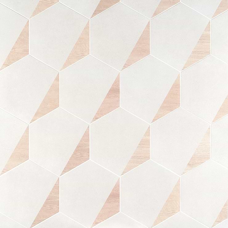 Pergola Wood White 12.5" Hexagon Matte Porcelain Tile