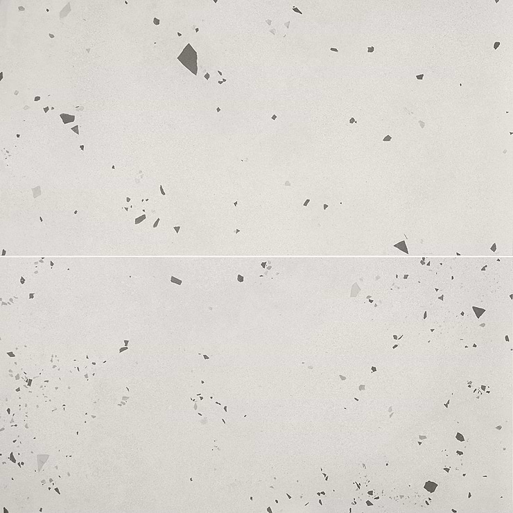 Kobe Cement Ice White 24x48 Terrazzo Look Matte Porcelain Tile
