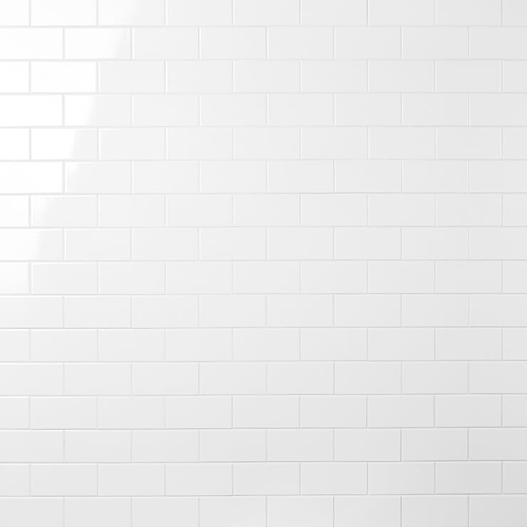 Basic White 3x6 Polished Ceramic Subway Wall Tile