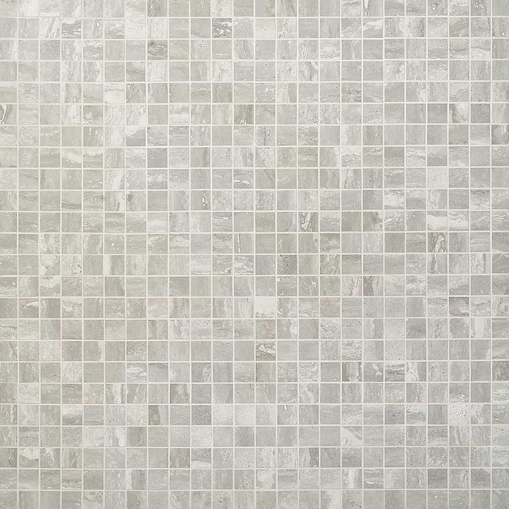 Basic Travertine Silver 2x2 Matte Porcelain Mosaic Tile