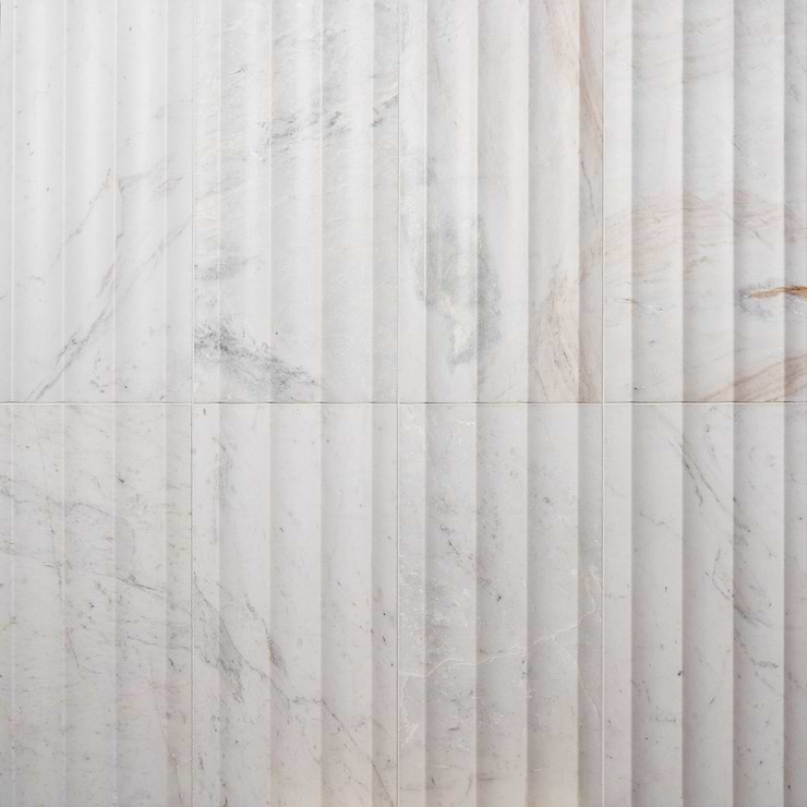 Stonework Fluted Alaska White 12x24 3D Honed Marble Tile