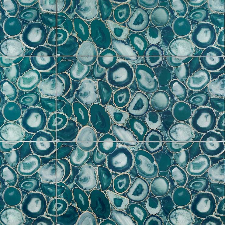 Agate Glass Teal Green 18x36 Polished Glass Tile