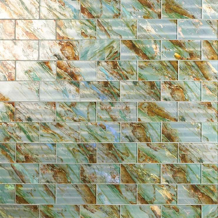 Gem Emerald Green 4x9 Polished Glass Tile