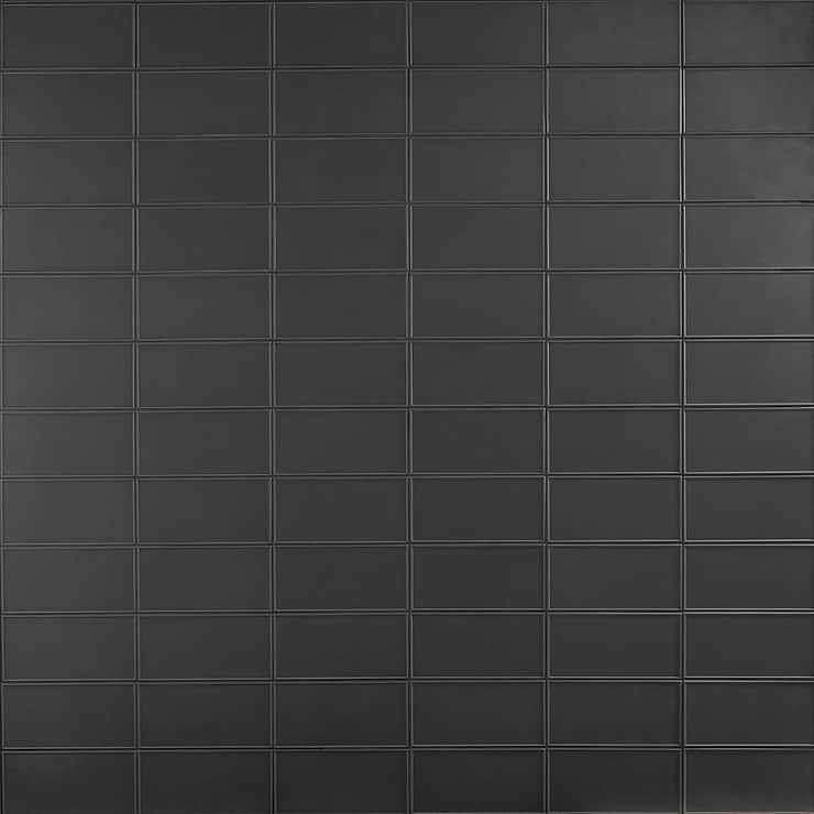 Stacy Garcia Maddox Frame Charcoal Black 4x8 Matte Ceramic Subway Tile