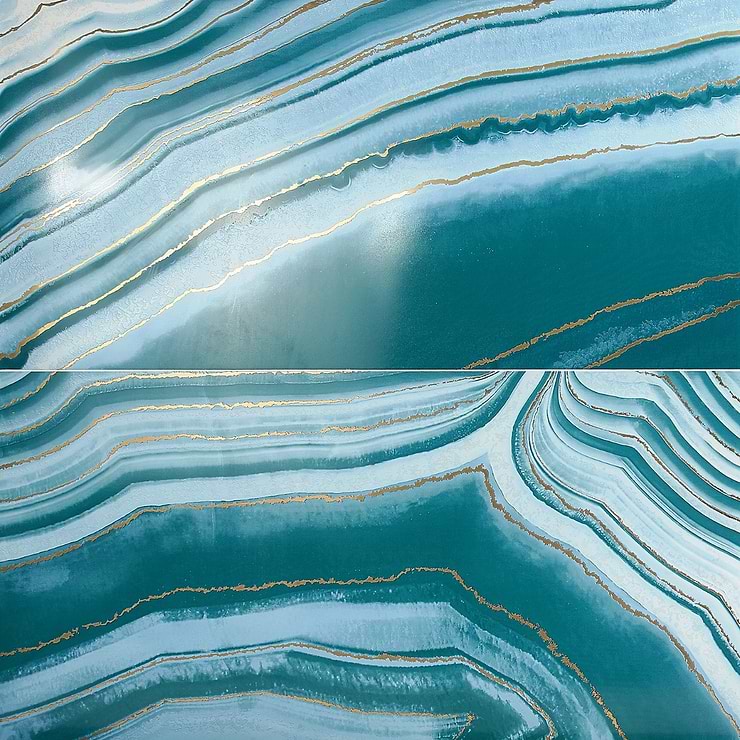 Agate Art Ocean Green 24x48 Artisan Decor Polished Porcelain Tile