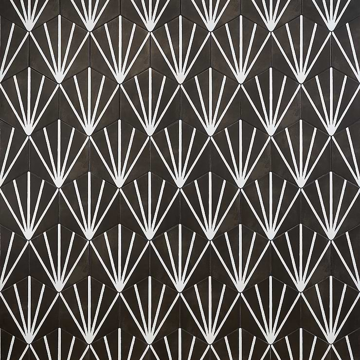 HexArt Nero Deco 8" Porcelain Matte Tile 