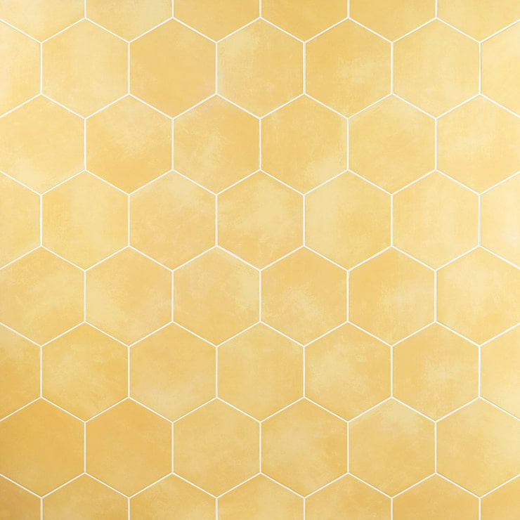 HexArt Yellow 8" Hexagon Matte Porcelain Tile