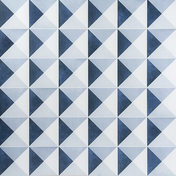 Art Geo by Elizabeth Sutton Cement Deco Blue 8x8 Matte Porcelain Tile