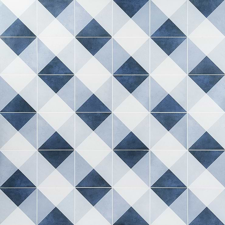 Art Geo by Elizabeth Sutton Cement Deco Blue 8x8 Matte Porcelain Tile: Pattern 2