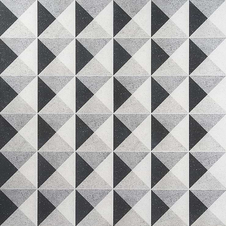 Art Geo by Elizabeth Sutton Terrazzo Deco Charcoal Gray 8x8 Matte Porcelain Tile