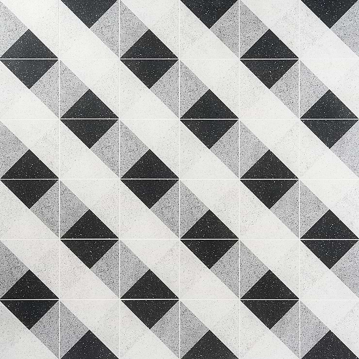 Art Geo by Elizabeth Sutton Terrazzo Deco Charcoal Gray 8x8 Matte Porcelain Tile: Pattern 2