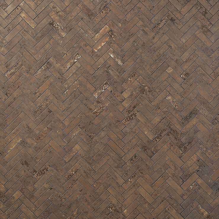 Portrait Copper 1x4 Herringbone Matte Porcelain Mosaic Tile