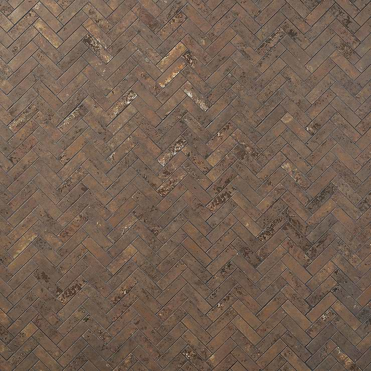 Portrait Copper 1x4 Herringbone Matte Porcelain Mosaic Tile