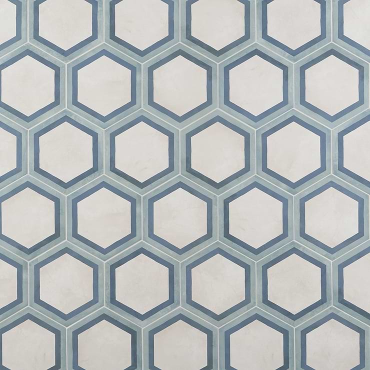 Ava Deco Ocean Cielo 8" Hexagon Matte Porcelain Tile