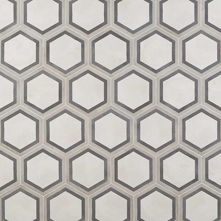 Ava Deco Sabbia Charcoal 8" Hexagon Matte Porcelain Tile