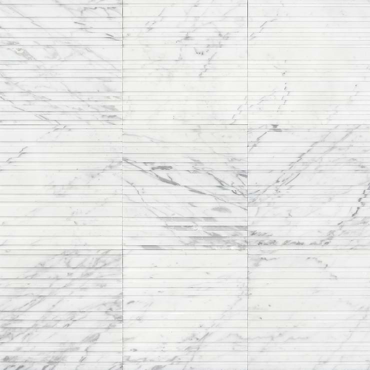 Barcode by Michael Habachy Entero Carrara White 8x8 Textured 3D Honed Marble Tile