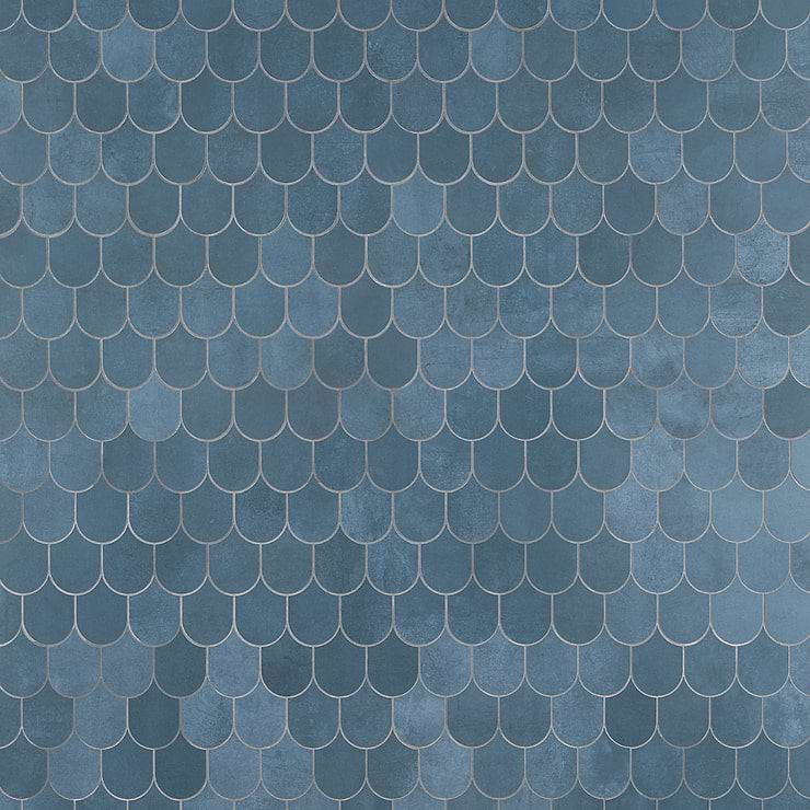 Bond Indio Blue Fishscale Plume Matte Porcelain Mosaic Tile