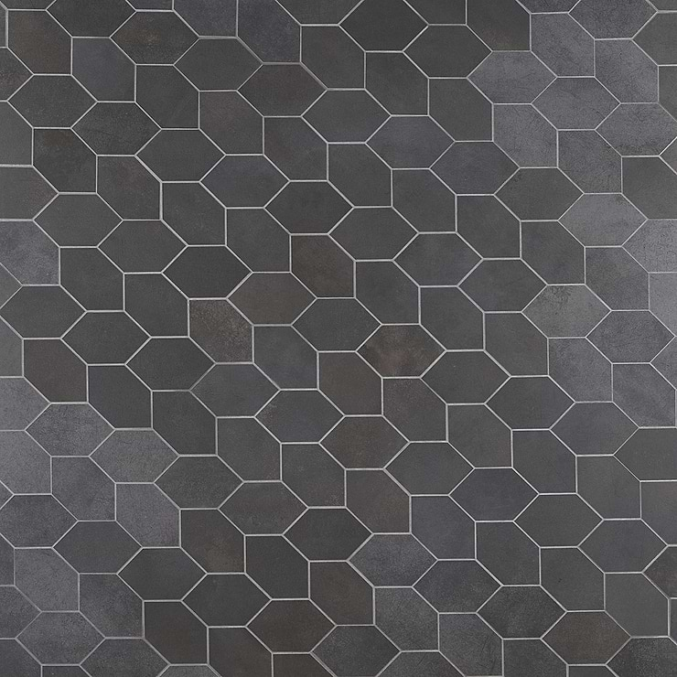 Bond Venom Charcoal Foliage Matte Porcelain Mosaic Tile