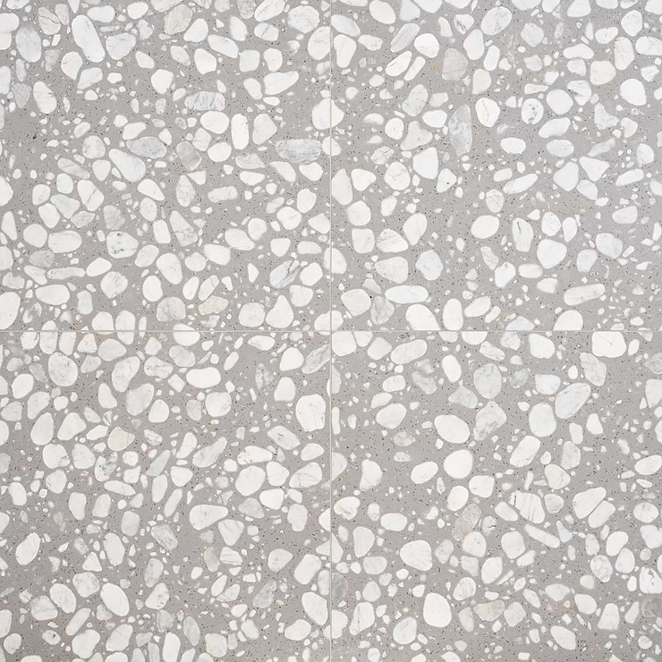 Terrazzo Italy Sacra Grigio Gray 24x24 Honed Terrazzo Tile