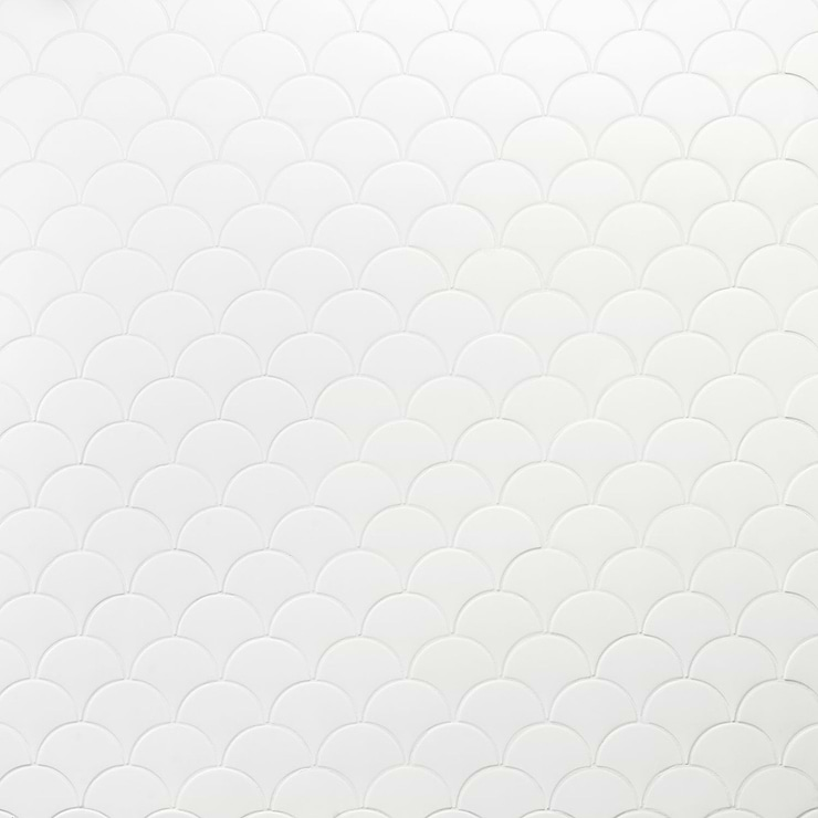 Highwater Blanco White Fishscale Matte 2x5 Ceramic Wall Tile