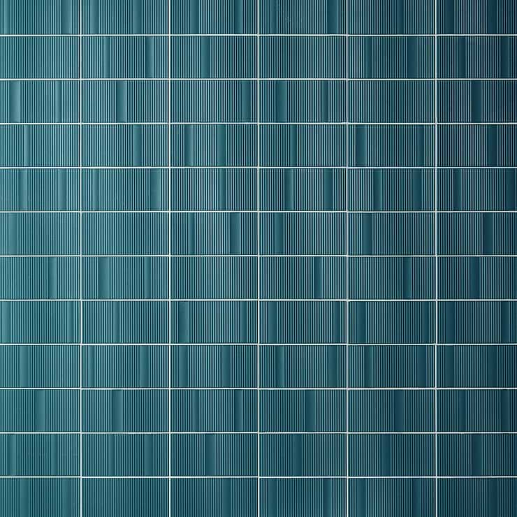 Division Aqua Teal Green 8x16 Fluted 3D Matte Ceramic Wall Tile
