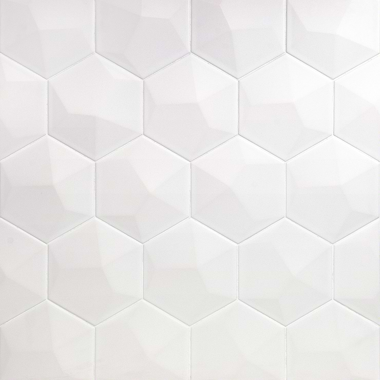 Exagoni Dimension White 6x7 3D Hexagon Blanco Matte Ceramic Wall Tile