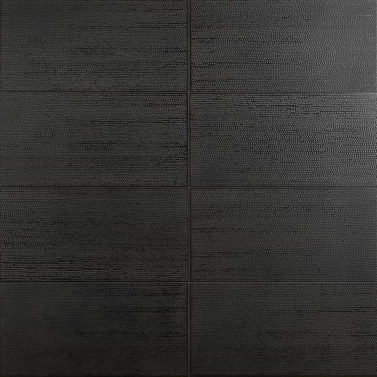 Rethink Decoro Leather Black 12x24 Textured Matte Porcelain Tile