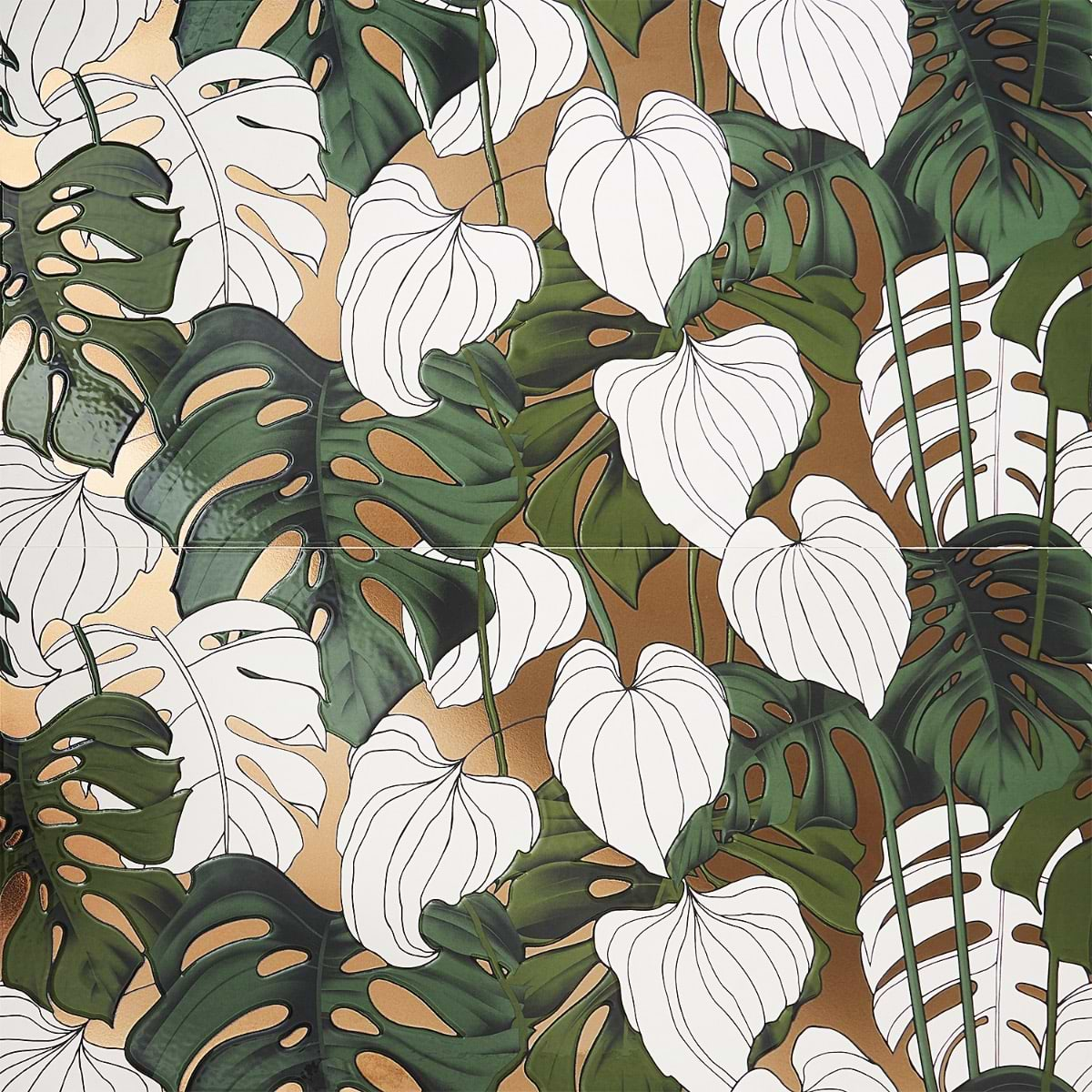 Tropez Foliage Blanco Multicolor 24x48 Artisan Decor Porcelain Tile