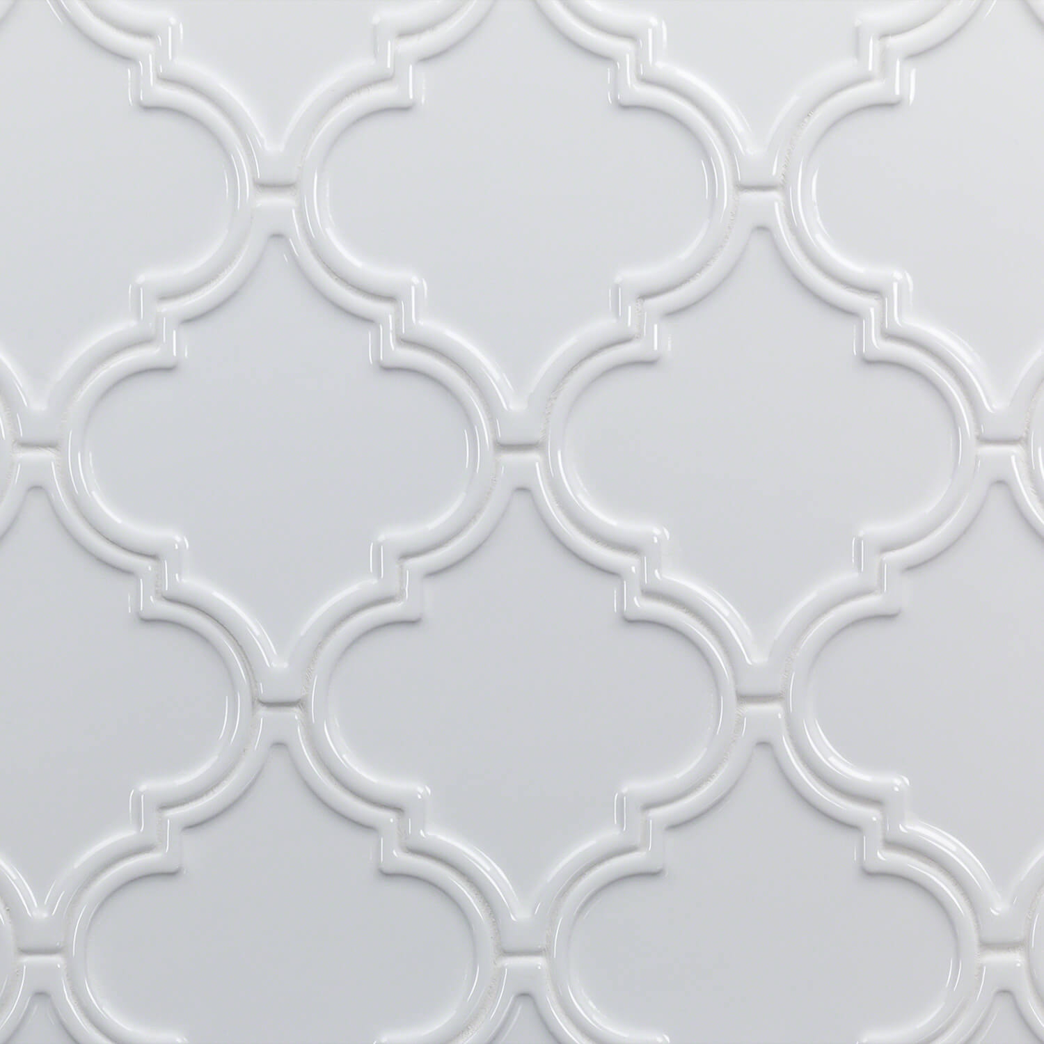 Byzantine Arabesque Bianco White 6x7 Polished Ceramic Wall Tile  