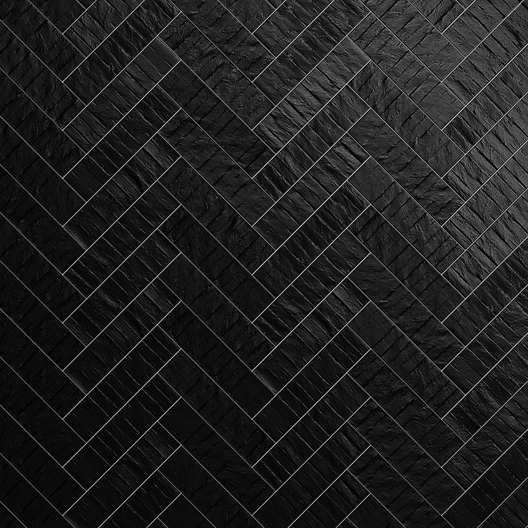 Rework Leather Black 3x12 Matte Porcelain Tile