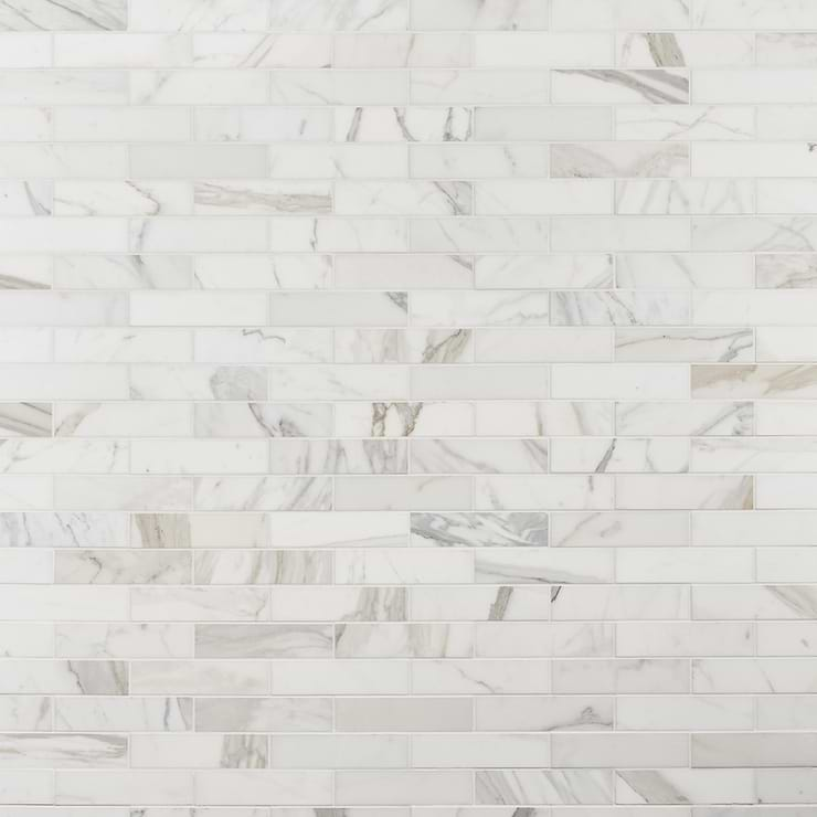 Calacatta White Gold 2x8 Honed Marble Subway Tile