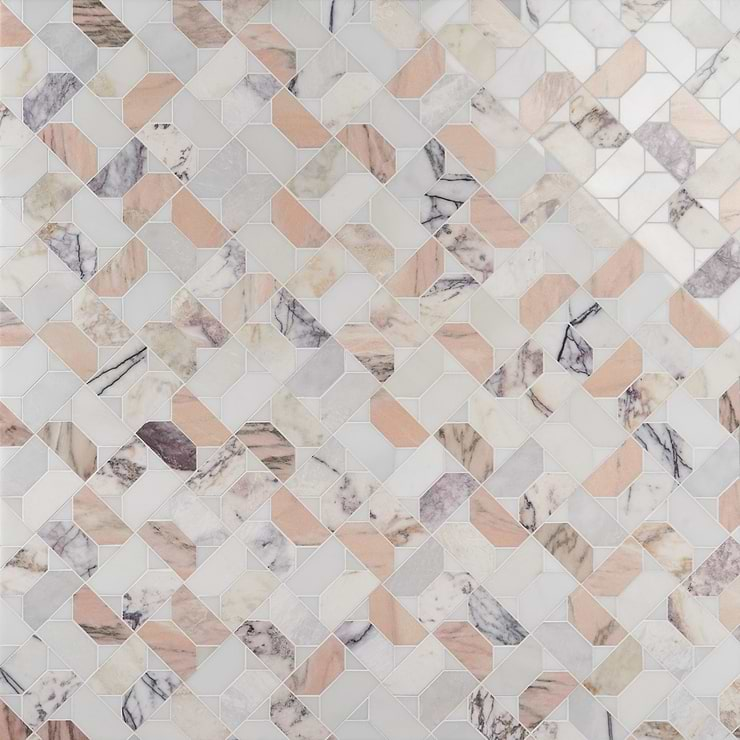 Isobel Grace Peach Polished Marble Luxury Mosaic Tile