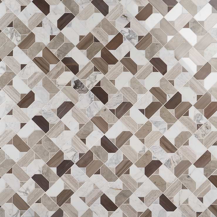 Isobel Russet Brown Polished Marble Luxury Mosaic Tile