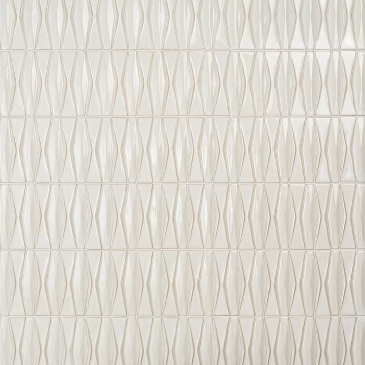 Nabi Harlequin Natural White 2x8 Glossy Glass Mosaic Tile