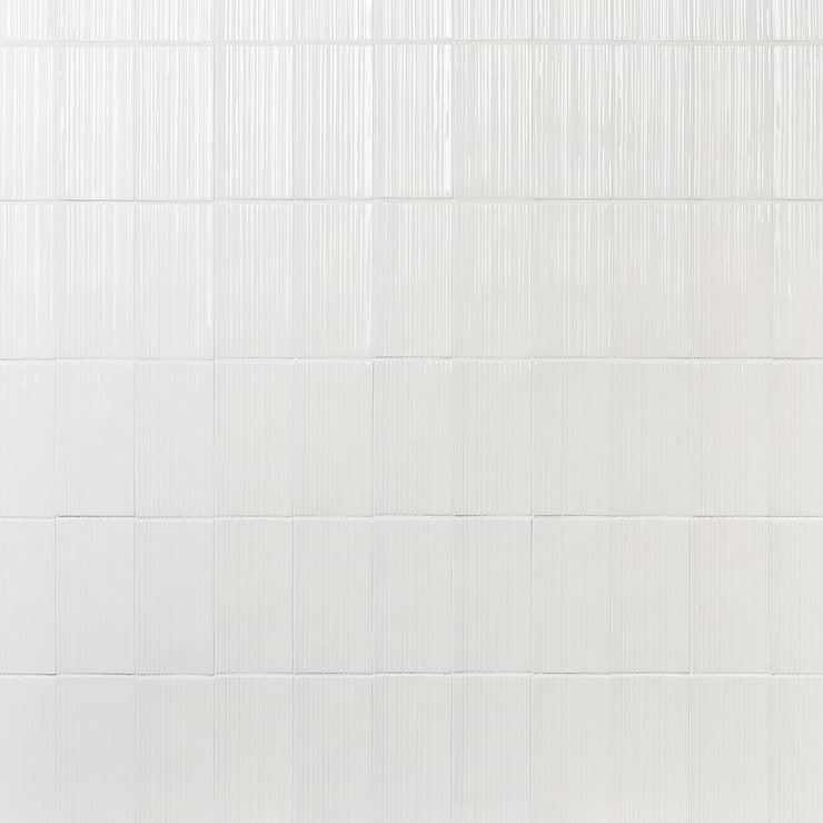 Nabi Subway Glacier White 4.5x9 Fluted Ridged Crackled Glossy Glass Tile