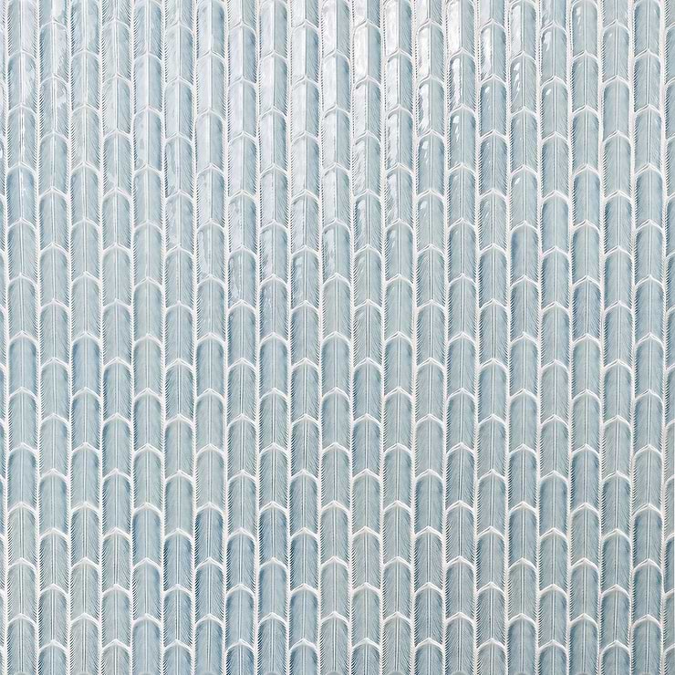 Nabi Quill Basil Blue 2x5 3D Crackled Glossy Glass Mosaic Tile