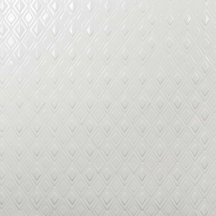 Nabi Jewel Glacier White 3D Crackled Glossy Glass Mosaic Tile