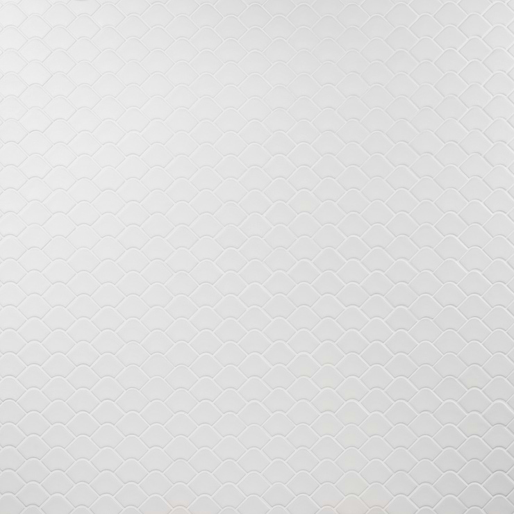 Suki White 2x3 Fishscale Matte Glass Mosaic Tile