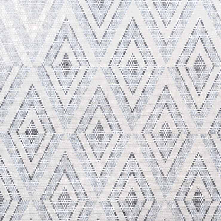 Uma Blue and White Polished Marble Micro Mosaic Tile