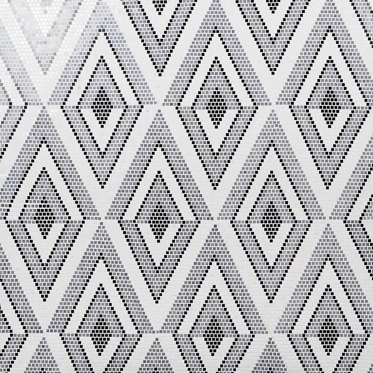 Uma Gray and White Polished Marble Micro Mosaic Tile