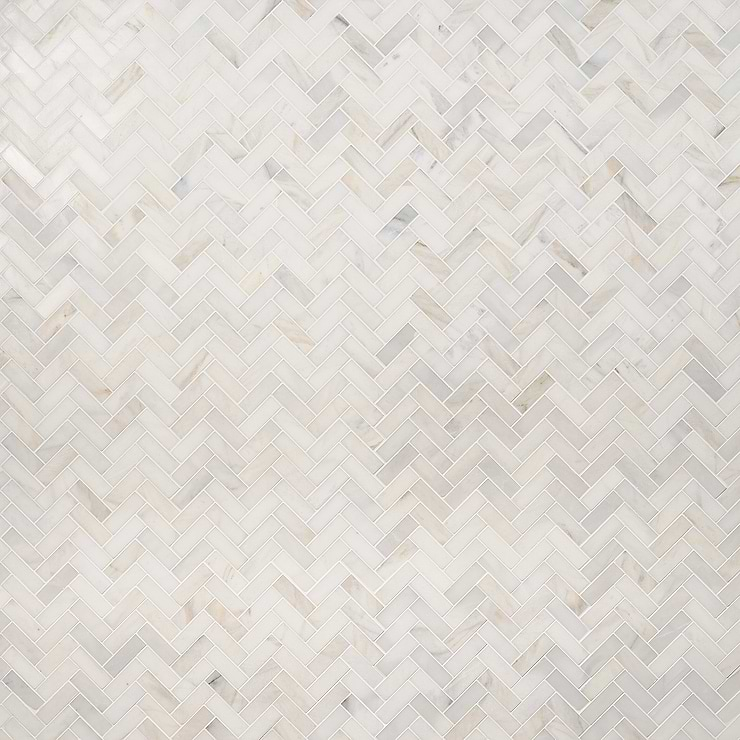 White Jade Harringbone Polished Marble Mosaic 