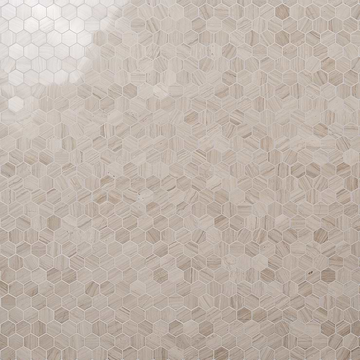 Wooden Beige 2" Hexagon Polished Marble Mosaic Tile