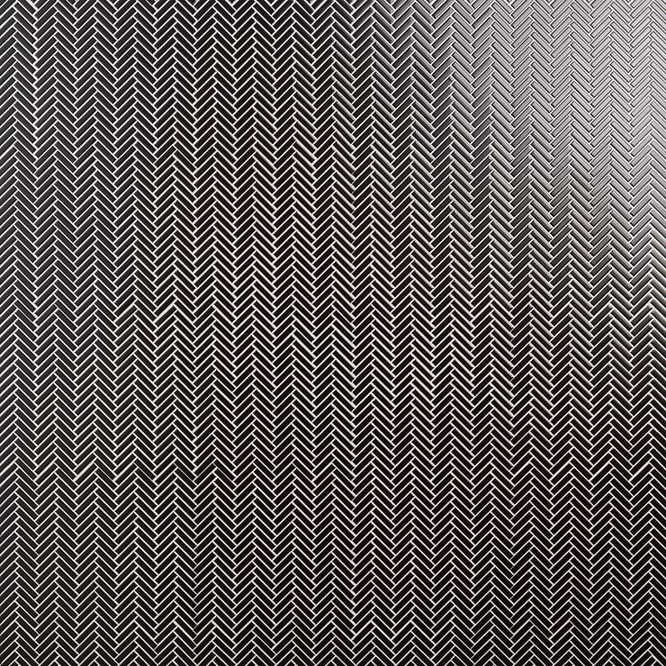 Kai Black 1x2" Herringbone Matte Porcelain Mosaic Tile