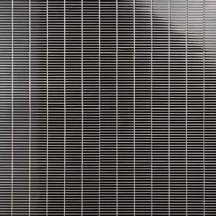 Kai Black 1x4" Tri-Stacked Glossy Porcelain Mosaic Tile