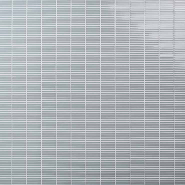 Kai Sky Blue 1x4" Tri-Stacked Glossy Porcelain Mosaic Tile