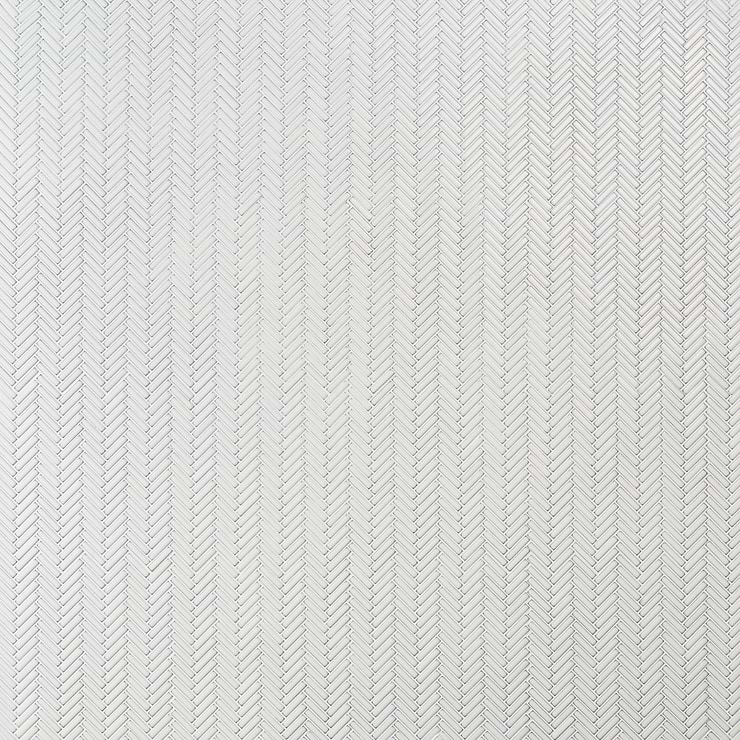 Kai Snow White 1x2" Herringbone Glossy Porcelain Mosaic Tile