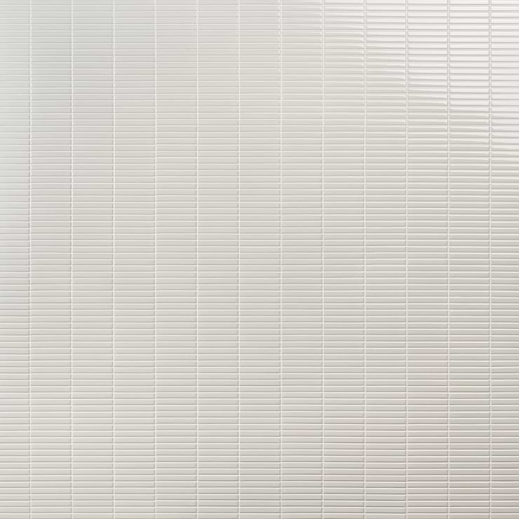 Kai White 1x4" Tri-Stacked Glossy Porcelain Mosaic Tile
